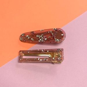 Red Sparkly Acrylic Hair Clips